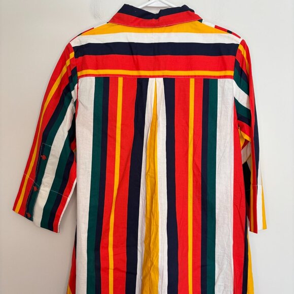 MASSEYS NEW Colorblock Shirt Dress Women S Colorful 70s 80s Hi Lo Long Sleeve - Picture 2 of 7